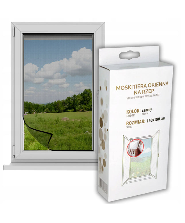 Tinklelis nuo uodų langui – lipnus tinklelis 150x180 cm, juodas apsauga nuo vabzdžių