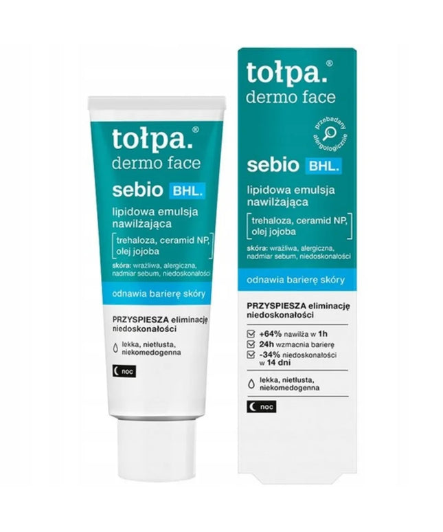 Tołpa Dermo Face Sebio drėkinamoji lipidų naktinė veido emulsija 40ml