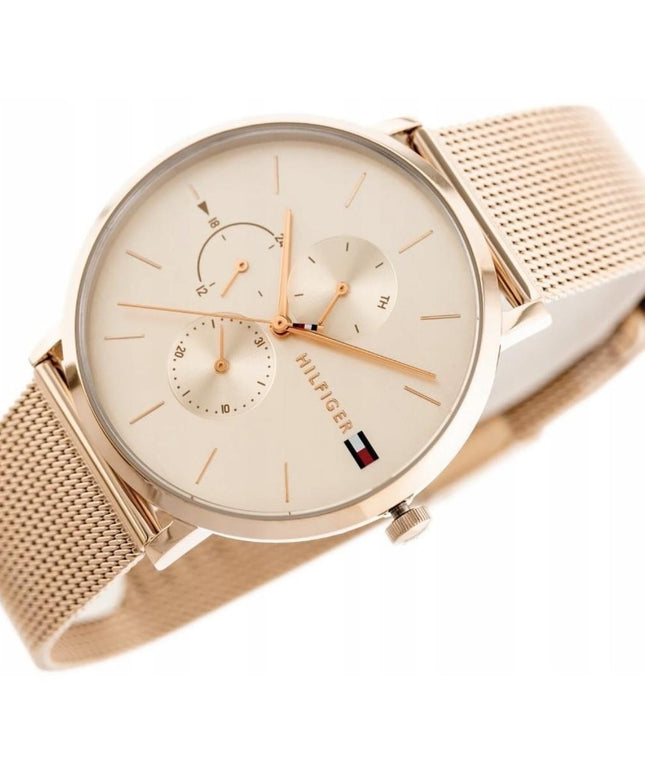 Tommy Hilfiger Yen moteriškas laikrodis – rožinio aukso apyrankė, datos funkcija, elegantiškas dizainas + dėžutė