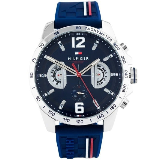 Vyriškas laikrodis TOMMY HILFIGER 1791476 DECKER – mėlynas ciferblatas, guminė apyrankė, data, 24h indikacija, WR50