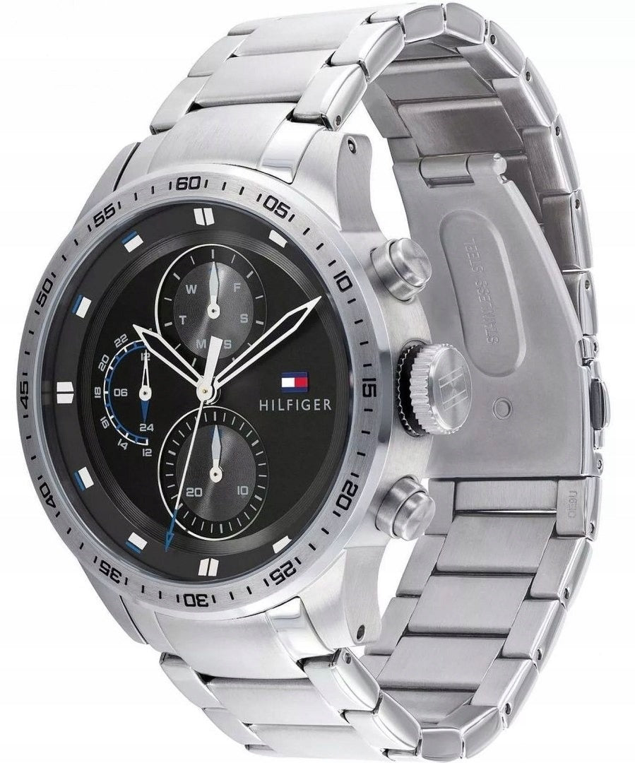 Vyriškas laikrodis Tommy Hilfiger 1791805 Trent – nerūdijančio plieno apyrankė, datos funkcijos, WR50 atsparumas + originali dėžutė