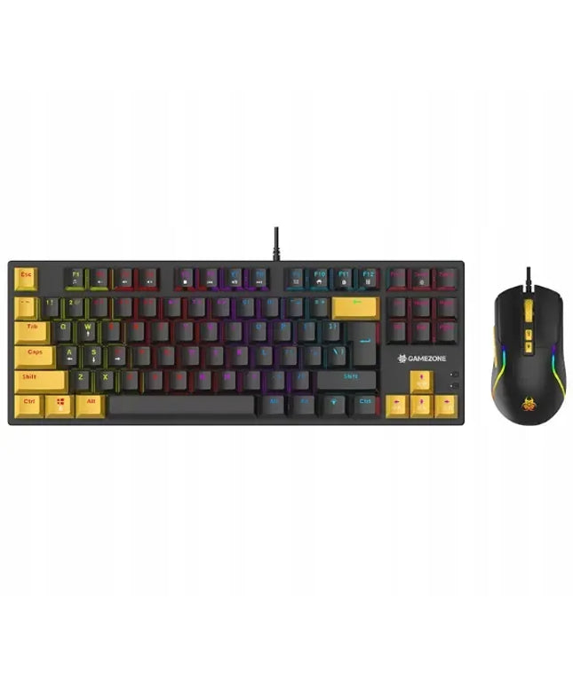 Tracer Gamezone Hornet 87 laidų kompiuterio pelės ir klaviatūros rinkinys, juodas ir geltonas