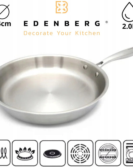 Tradicinė keptuvė Edenberg nerūdijantis plienas 24 cm 2,0 l