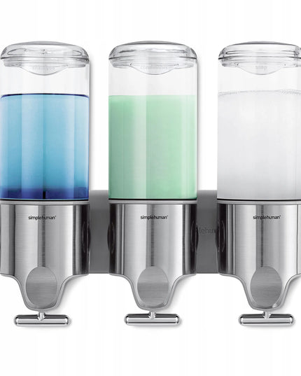 Trigubas dušo dozatorius 3x444 ml SIMPLEHUMAN, tvirtinamas prie sienos