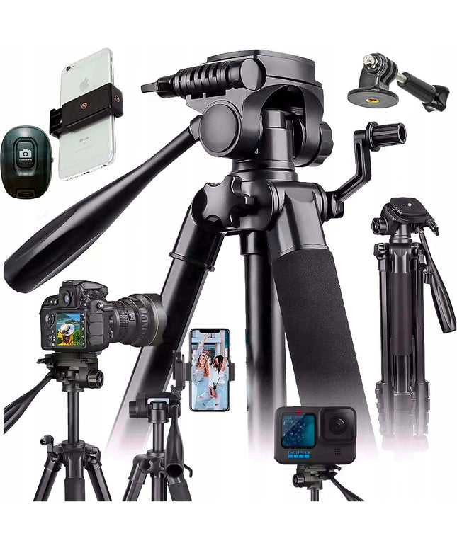 Profesionalus trikojis stovas telefonui ir kamerai su pulteliu GearPro 168 cm – universalus stovas filmavimui, fotografijai ir transliacijoms