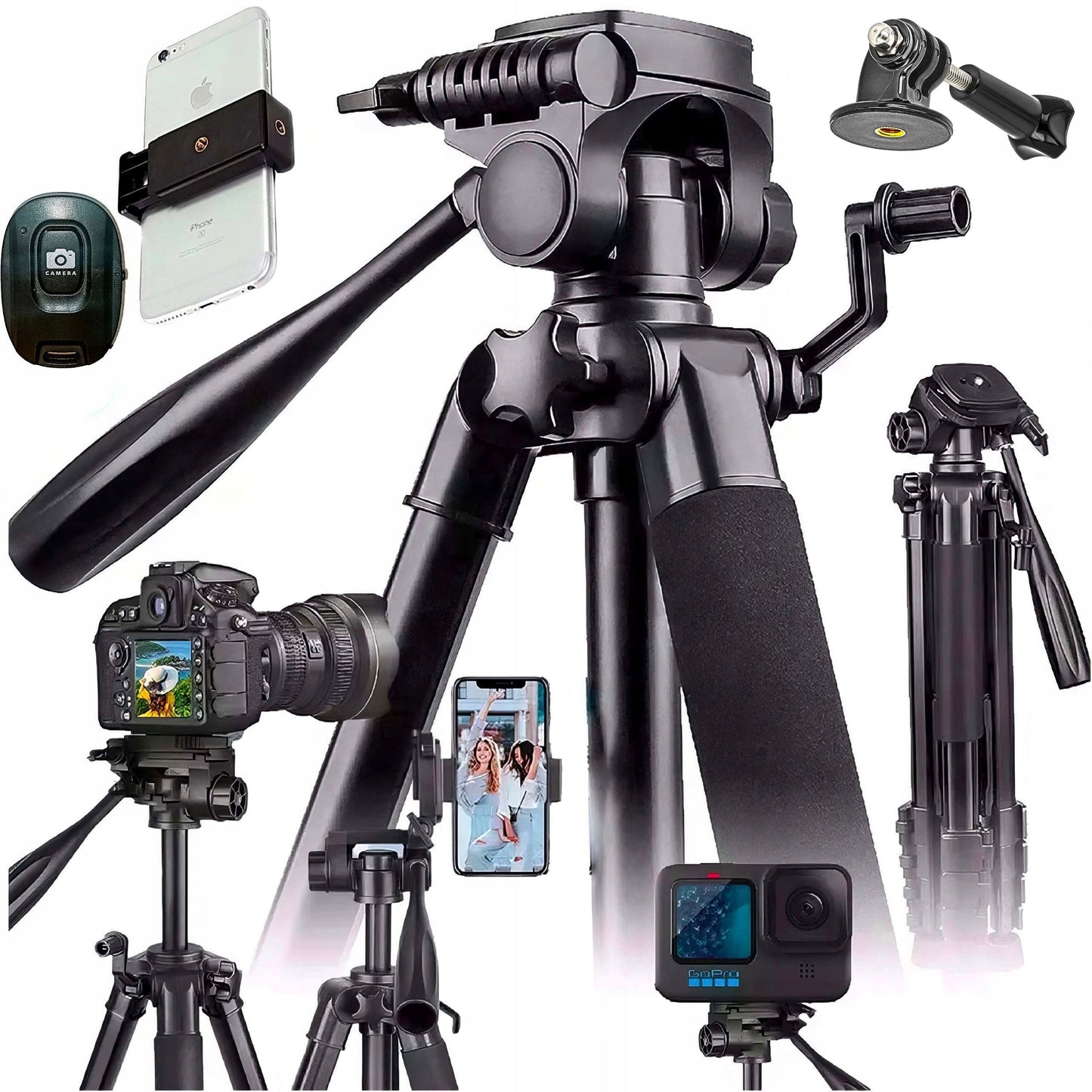 Profesionalus trikojis stovas telefonui ir kamerai su pulteliu GearPro 168 cm – universalus stovas filmavimui, fotografijai ir transliacijoms