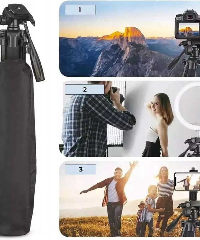 Profesionalus trikojis stovas telefonui ir kamerai su pulteliu GearPro 168 cm – universalus stovas filmavimui, fotografijai ir transliacijoms