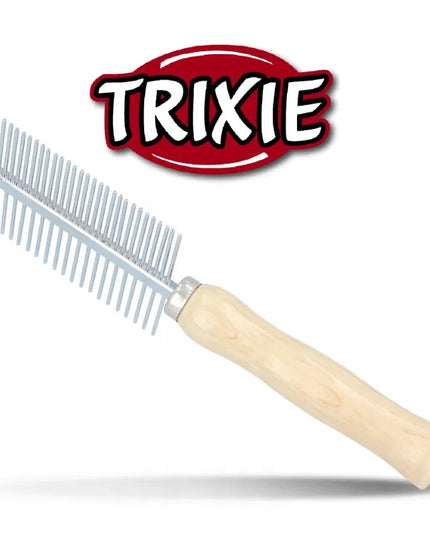 Trixie dvipusės metalinės šukos su medine rankena 17 cm