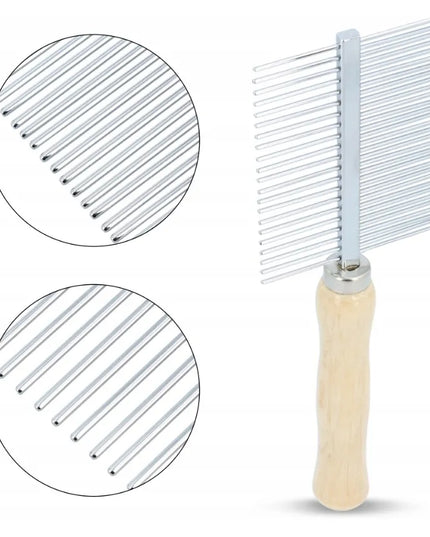 Trixie dvipusės metalinės šukos su medine rankena 17 cm