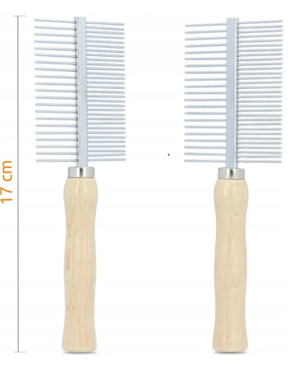 Trixie dvipusės metalinės šukos su medine rankena 17 cm