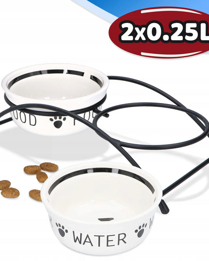 TRIXIE keraminių dubenėlių rinkinys su stovu 2 x 0,25 l