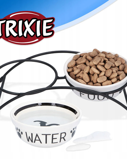 TRIXIE keraminių dubenėlių rinkinys su stovu 2 x 0,25 l