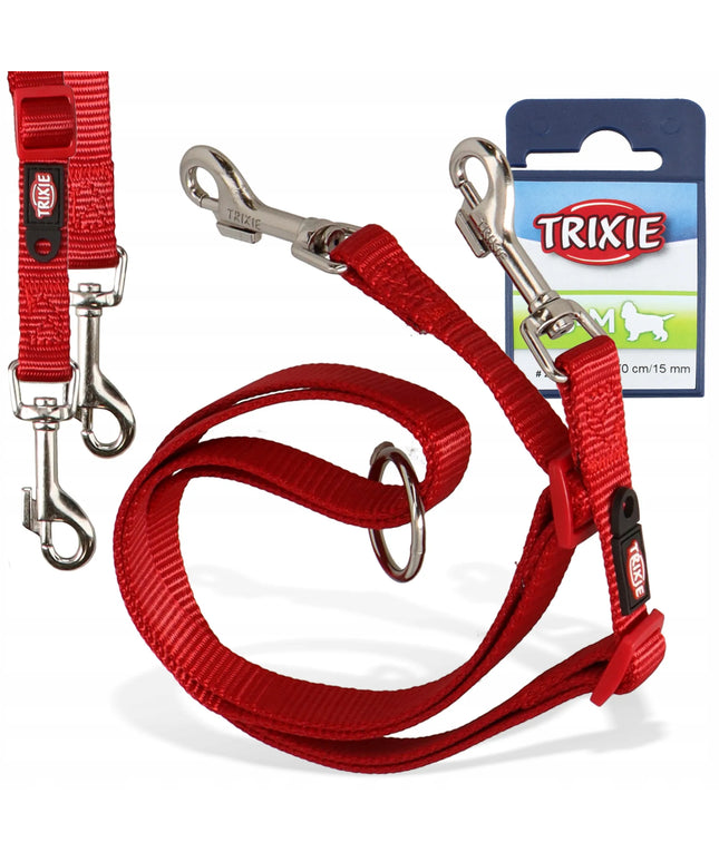 TRIXIE pavadžio skirstytuvas dviem šunims, reguliuojamas 40-70 cm, raudonas
