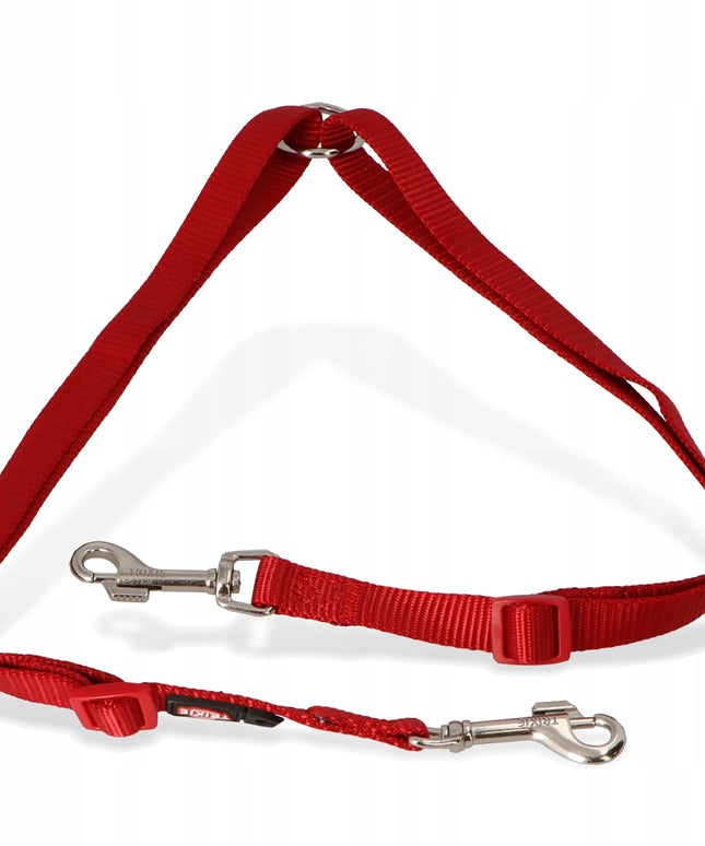 TRIXIE pavadžio skirstytuvas dviem šunims, reguliuojamas 40-70 cm, raudonas