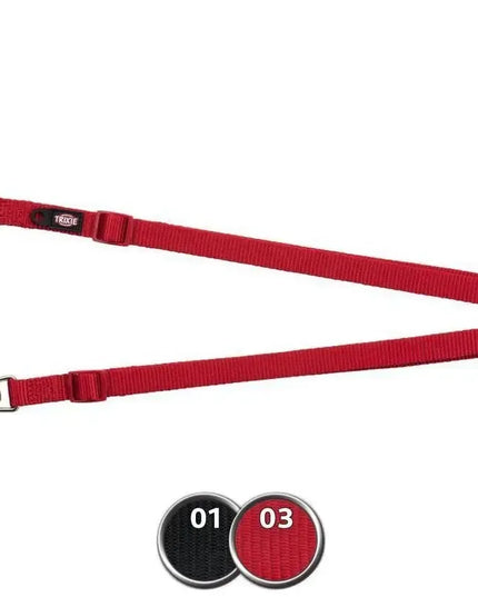 TRIXIE pavadžio skirstytuvas dviem šunims, reguliuojamas 40-70 cm, raudonas