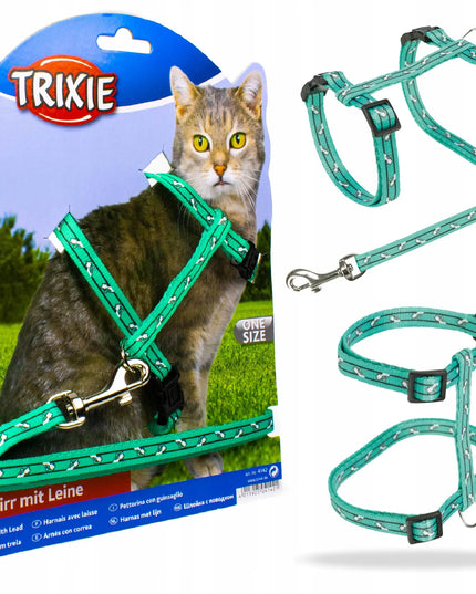 TRIXIE petneikų ir pavadėlio komplektas katėms, reguliuojamas 27-45 cm, violetinės spalvos