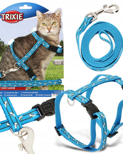TRIXIE petneikų ir pavadėlio komplektas katėms, reguliuojamas 27-45 cm, violetinės spalvos