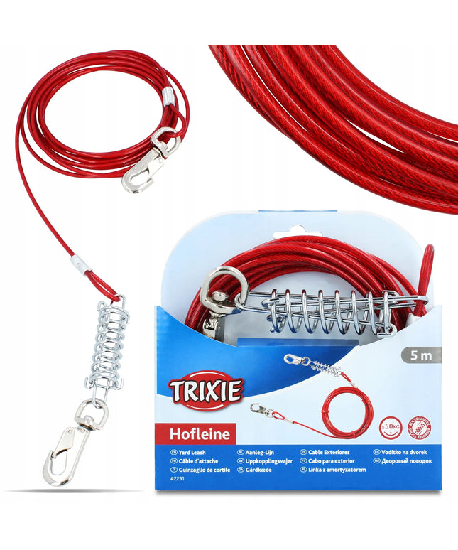TRIXIE plieninis trosas šunims 5 m su amortizatoriumi