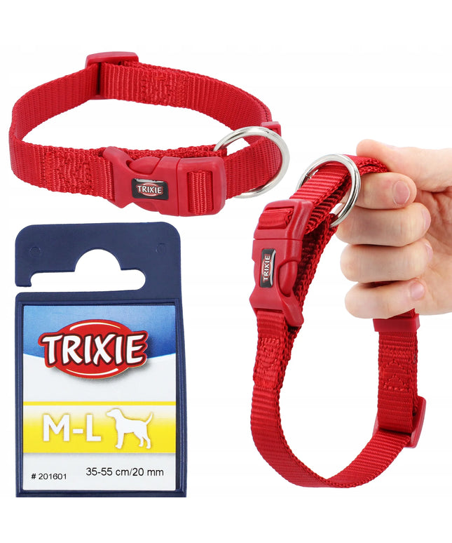 TRIXIE reguluojamas nailoninis antkaklis šunims, 35–55 cm, raudonas, M/L