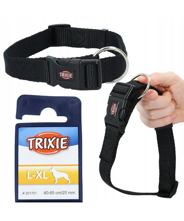 TRIXIE reguluojamas nailoninis antkaklis šunims, 40-65 cm, juodas