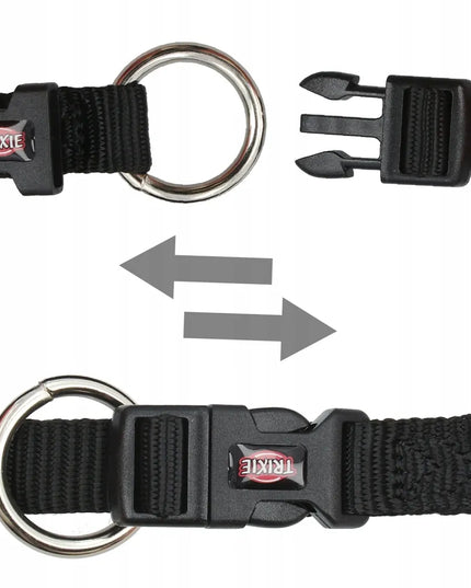 TRIXIE reguluojamas nailoninis antkaklis šunims, 40-65 cm, juodas
