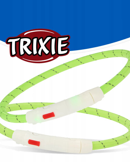 TRIXIE šviečiantis LED antkaklis šunims, 45 cm, žalias, reguliuojamas, atsparus vandeniui