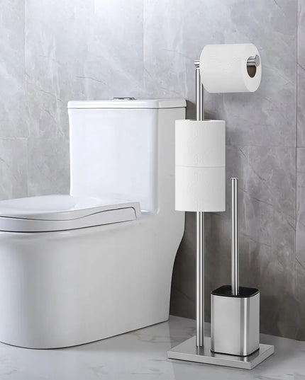 Tualetinio popieriaus laikiklis ir WC šepetys 2-viename, 66 cm, sidabrinis