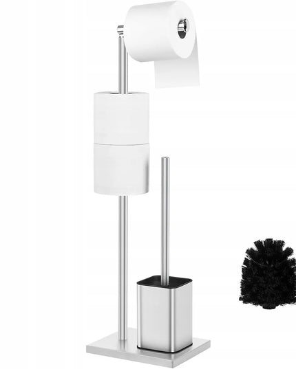Tualetinio popieriaus laikiklis ir WC šepetys 2-viename, 66 cm, sidabrinis