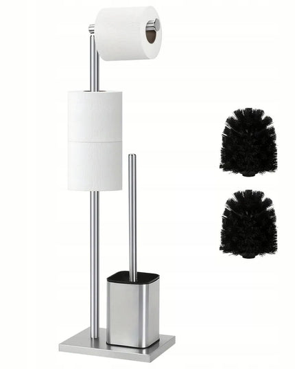 Tualetinio popieriaus laikiklis ir WC šepetys 2-viename, 66 cm, sidabrinis