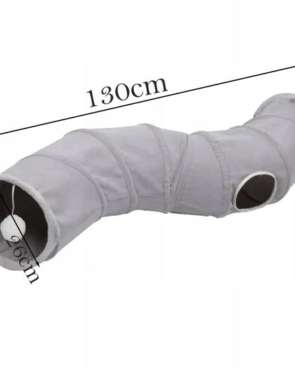 Tunelis katėms 2-in-1 interaktyvus žaislas slėptuvė 130cm su kamuoliukais