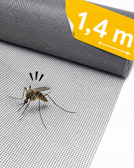 Tvirta pilka tinklelio medžiaga nuo vabzdžių, 1,4 m pločio, stiklo pluoštas