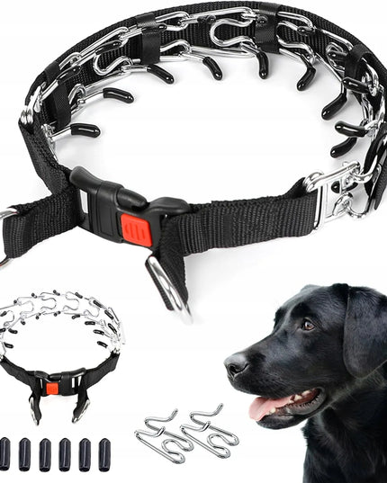 Tvirtas metalinis dygliuotas antkaklis šunims, saugus ir patogus
