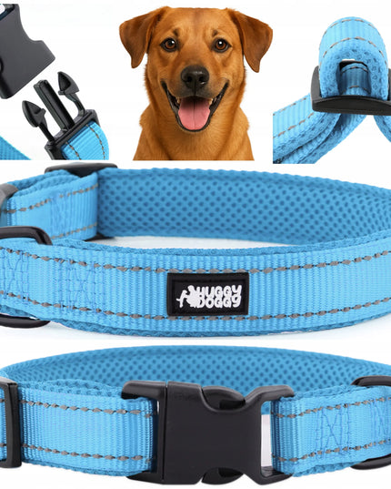 Tvirtas reguliuojamas šuns antkaklis HUGGY DOGGY L mėlynas dideliam šuniui, aviganiui, labradoriui