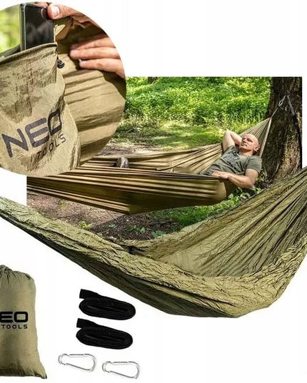 TVIRTAS SODOS HAMAKAS 200KG SURVIVAL TURISTINIS NEO TOOLS