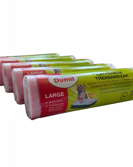 Tvirti maišai kačių tualetui su juostele, 40 vnt. XL