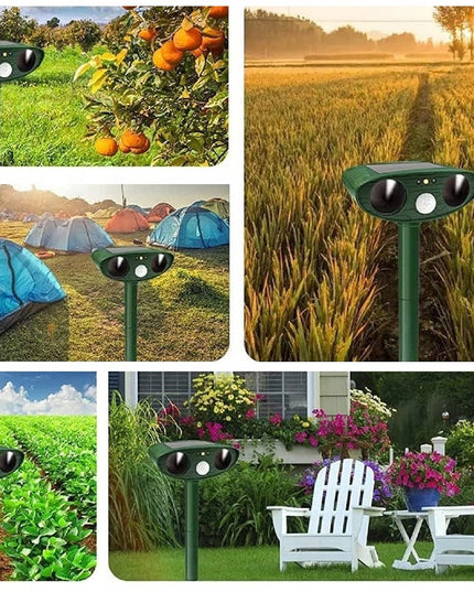 Ultragarsinis gyvūnų atbaidymo prietaisas su judesio davikliu ir saulės baterija | Saugus šunims, katėms, graužikams, paukščiams ir laukiniams gyvūnams