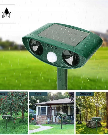 Ultragarsinis gyvūnų atbaidymo prietaisas su judesio davikliu ir saulės baterija | Saugus šunims, katėms, graužikams, paukščiams ir laukiniams gyvūnams