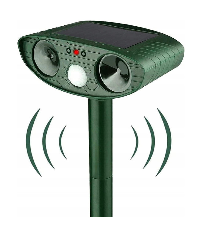 Ultragarsinis gyvūnų atbaidymo prietaisas su judesio davikliu ir saulės baterija | Saugus šunims, katėms, graužikams, paukščiams ir laukiniams gyvūnams