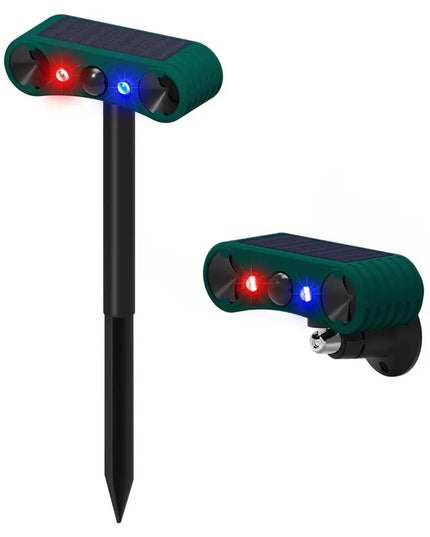 Ultragarsinis Gyvūnų atbaidymo prietaisas su judesio jutikliu ir mirksinčiomis šviesomis – katėms, voverėms, elniams, meškėnams, skunksams