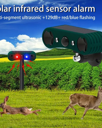 Ultragarsinis Gyvūnų atbaidymo prietaisas su judesio jutikliu ir mirksinčiomis šviesomis – katėms, voverėms, elniams, meškėnams, skunksams