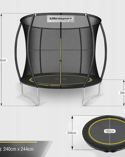 Ultrasport batutas be spyruoklių su apsauginiu tinklu (244-252 cm)