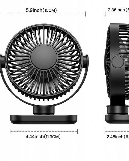 USB ventiliatorius TOPK K62C juodas, tyliai veikiantis stalinis mini ventiliatorius vėsinimui