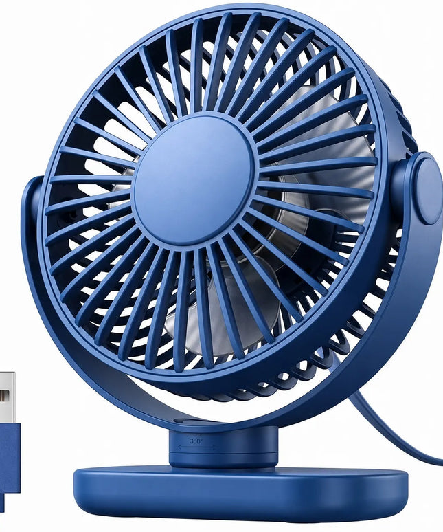 USB ventiliatorius, tylus mini stalinis ventiliatorius, vėsinimas TOPK K62C, mėlynas