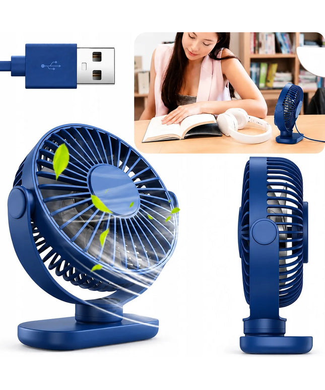 USB ventiliatorius, tylus mini stalinis ventiliatorius, vėsinimas TOPK K62C, mėlynas