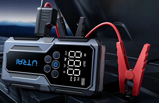 Utrai Jstar 9 12V 4viename automobilių užvedimo įrenginys su oro kompresoriumi ir 1500A galia