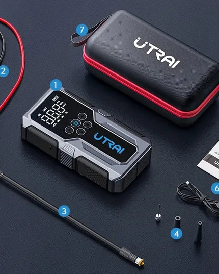 Utrai Jstar 9 12V 4viename automobilių užvedimo įrenginys su oro kompresoriumi ir 1500A galia
