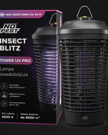 UV vabzdžių gaudyklė nuo uodų, musių ir kandžių 4500V 40W No Pest didelė XXL