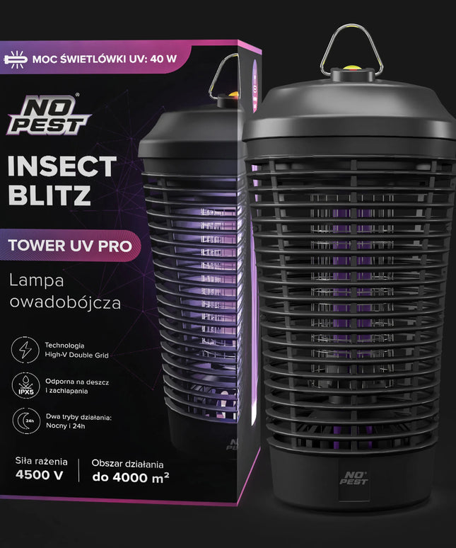 UV vabzdžių gaudyklė nuo uodų, musių ir kandžių 4500V 40W No Pest didelė XXL