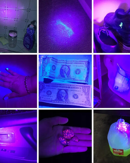 UV žibintuvėlis 9 LED, juodas, aliuminis