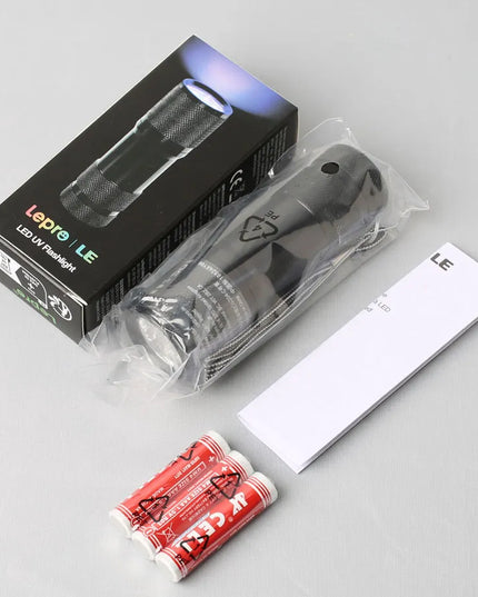 UV žibintuvėlis 9 LED, juodas, aliuminis